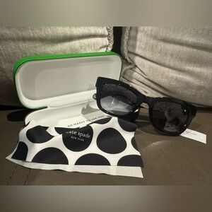 Kate Spade Glittery Black Sunglasses with Polka Dot Case